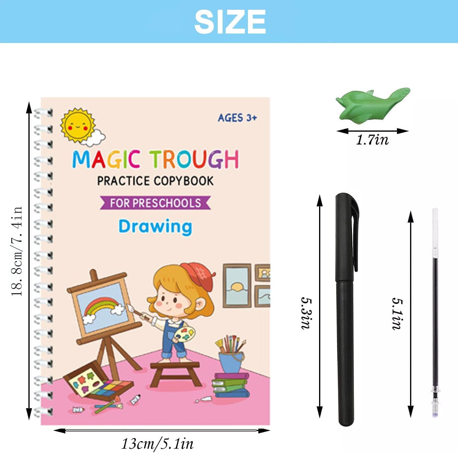 4 Pc Magic Grooved Practice Copybook,Reusa